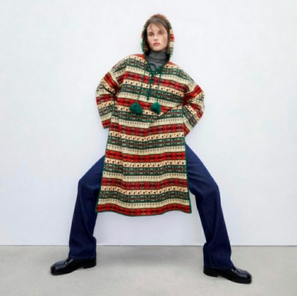 Zara knit jacquard poncho - Picture 5 of 8